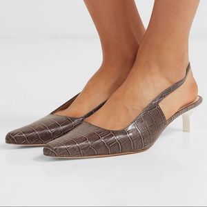 Lois croc-effect leather slingback pumps